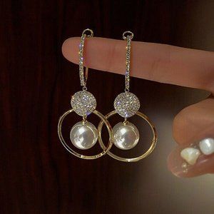 NEW White Pearl Dangle Drop Earrings